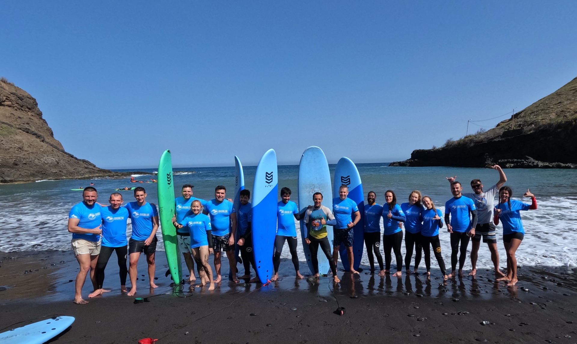 group surf lesson on madeira island in Portugal
